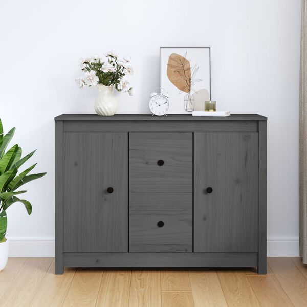 vidaXL Sideboard Grey 100x35x74 cm Solid Wood Pine
