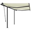vidaXL Manual Retractable Awning with Posts 3.5x2.5 m Cream