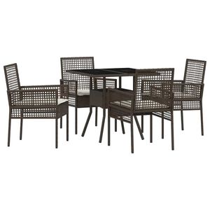 vidaXL Garden Dining Set 5 pcs Brown Poly Rattan