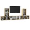 vidaXL 5 Piece TV Cabinet Set White and Sonoma Oak Engineered Wood