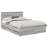 vidaXL Bed Frame with Drawer Grey Sonoma 150 x 200 cm Engineer Wood