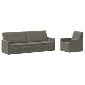 vidaXL Sofa Set 2 pcs Light Grey Corduroy Fabric