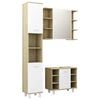 vidaXL 3 Piece Bathroom Furniture Set White and Sonoma Oak Engineered Wood