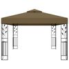vidaXL Gazebo with Double Roof&LED String Lights 3x4 m Taupe