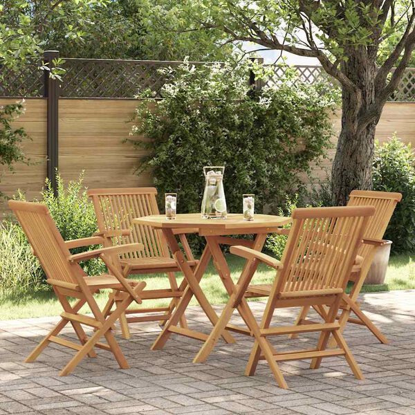 vidaXL 5 Piece Garden Dining Set Solid Teak Wood