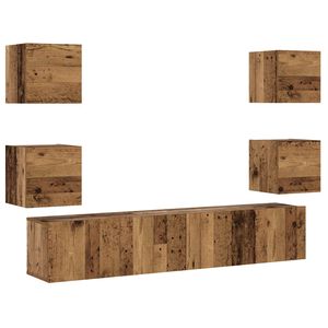 vidaXL Wall Mounted TV cabinets 6 pcs Old Wood Engineered Wood
