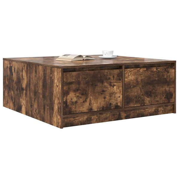 vidaXL Coffee Table with Drawers Smoked Oak 100x100x40 cm