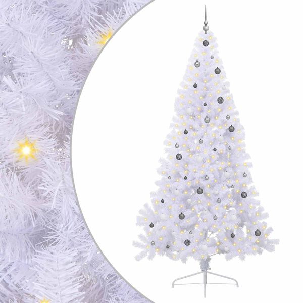 vidaXL Artificial Christmas Tree with Stand White 240 cm PVC and Steel