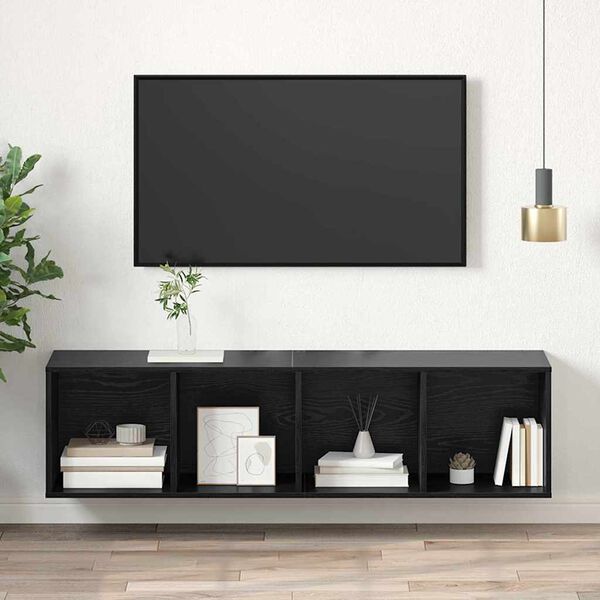 vidaXL TV Cabinet Set Black Oak 37 x 37 x 142.5 cm Engineered Wood