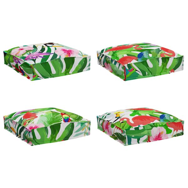 vidaXL Cushion Floral 4 pcs Multicolour 40 x 40 x 8 cm Oxford Fabric