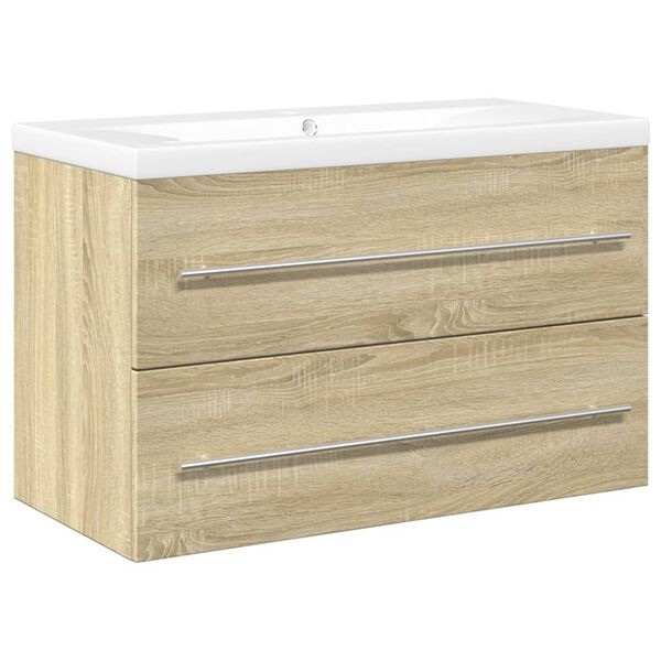 vidaXL 2 Piece Bathroom Furniture Set Sonoma Oak Engineered Wood