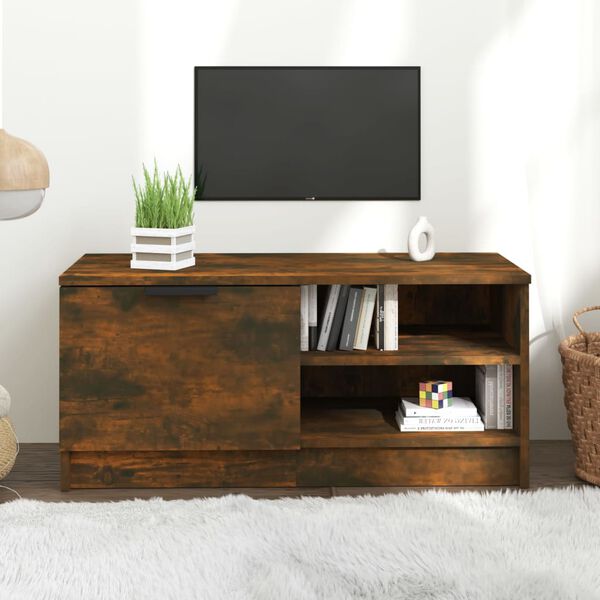 vidaXL TV Cabinet Smoked Oak 80x35x36.5 cm Engineered Wood