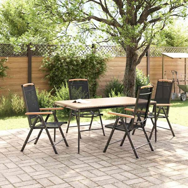 vidaXL Folding Garden Chairs 4 pcs Aluminium and Textilene Black