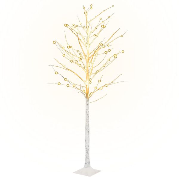 vidaXL LED White Birch Tree Warm White 128 LEDs 220 cm