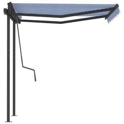 vidaXL Automatic Retractable Awning with Posts 3.5x2.5 m Blue & White