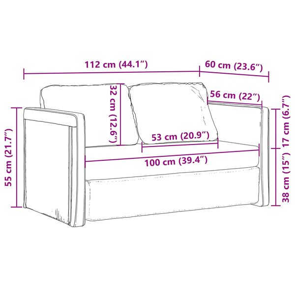 vidaXL Folding Sofa Bed Black 112 x 60 x 55 cm PVC