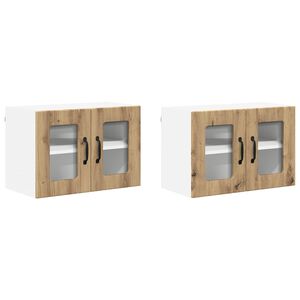 vidaXL Wall Glass Cabinet LUCCA 2 pcs Artisan Oak Engineered Wood