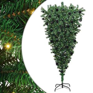 vidaXL Upside-down Artificial Pre-lit Christmas Tree with Ball Set PVC