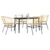 vidaXL 5 Piece Garden Dining Set Brown Poly Rattan Glass