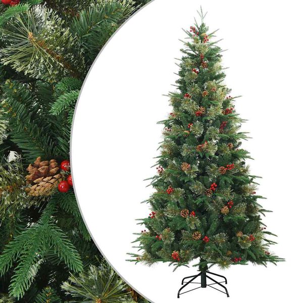 vidaXL Artificial Hinged Christmas Tree Green 240 cm PVC, PE and Steel
