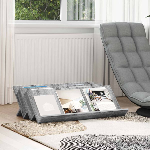 vidaXL Magazine Rack Grey Sonoma 90 x 53 x 28.5 cm Engineered Wood