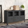 vidaXL Industrial Sideboard Anthracite 105x35x62 cm Metal and Glass