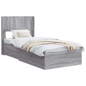 vidaXL Bed Frame with Storage and Headboard Grey Sonoma 75 x 190 cm
