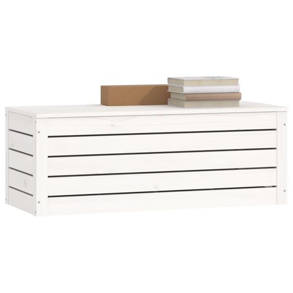 vidaXL Storage Box White 89x36.5x33 cm Solid Wood Pine