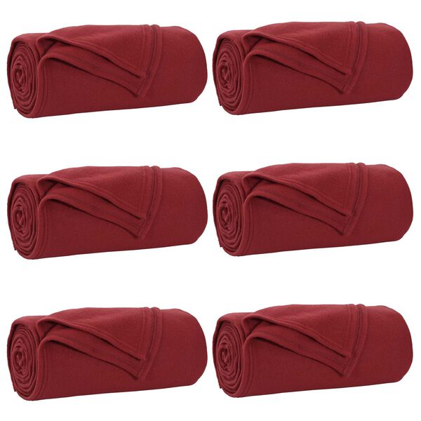 vidaXL Throw Blankets 6 pcs Bordeaux Red 200 x 150 cm Fleece