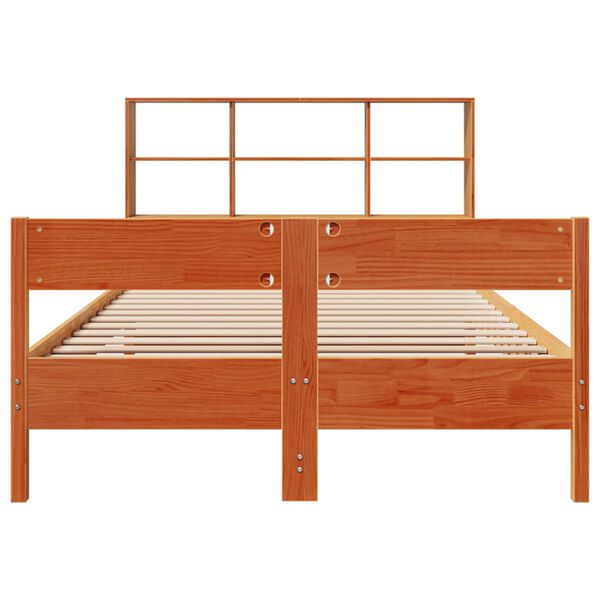 vidaXL Bookcase Bed without Mattress Wax Brown 140x200cm Solid Wood Pine