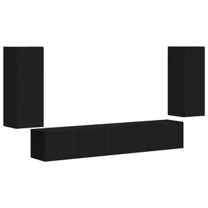 vidaXL TV Cabinet Set 4 pcs Black Engineered Wood