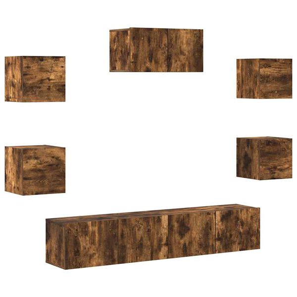 vidaXL 7 Piece TV Cabinet Set Smoked Oak Engineered Wood