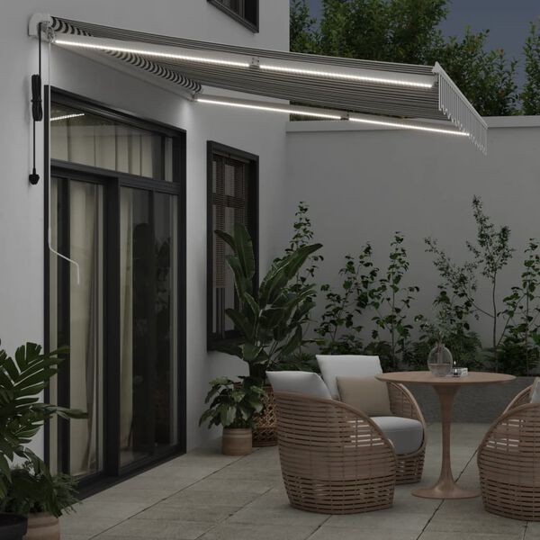 vidaXL Automatic Retractable Awning with LED Anthracite&White 350x250 cm