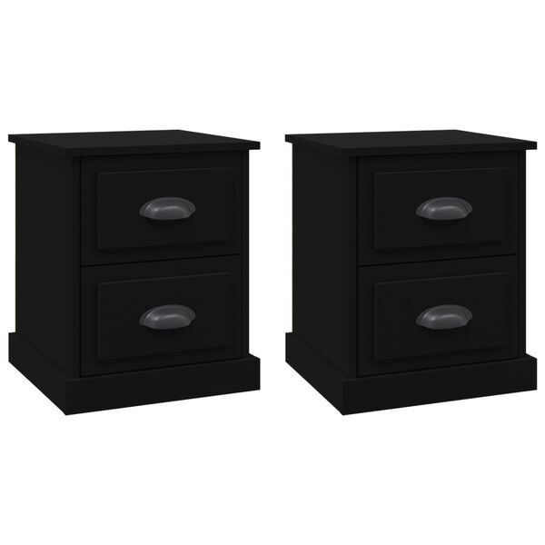 vidaXL Bedside Cabinets 2 pcs Black 39x39x47.5 cm Engineered Wood