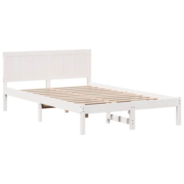 vidaXL Bed Frame White 120 x 190 cm Solid Pine wood