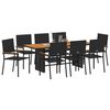 vidaXL Garden Dining Set 9 pcs Black Poly Rattan