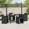 vidaXL Garden Dining Set with Cushion 5 pcs Black Poly Rattan