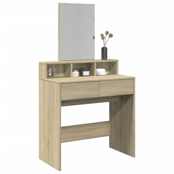 vidaXL Dressing Table with Mirror Sonoma Oak 80x41x144.5 cm