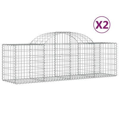vidaXL Arched Gabion Baskets 2 pcs 200x50x60/80 cm Galvanised Iron