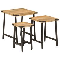 vidaXL Nesting Coffee Tables 3 pcs Solid Wood Mango and Iron