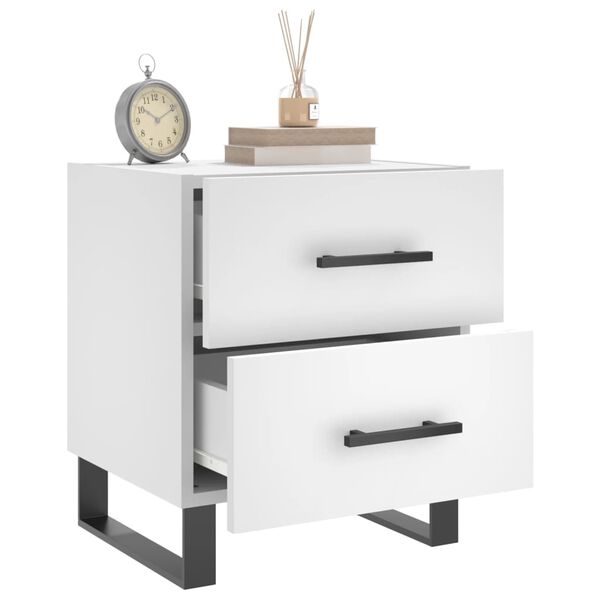 vidaXL Bedside Cabinet White 40x35x47.5 cm Engineered Wood