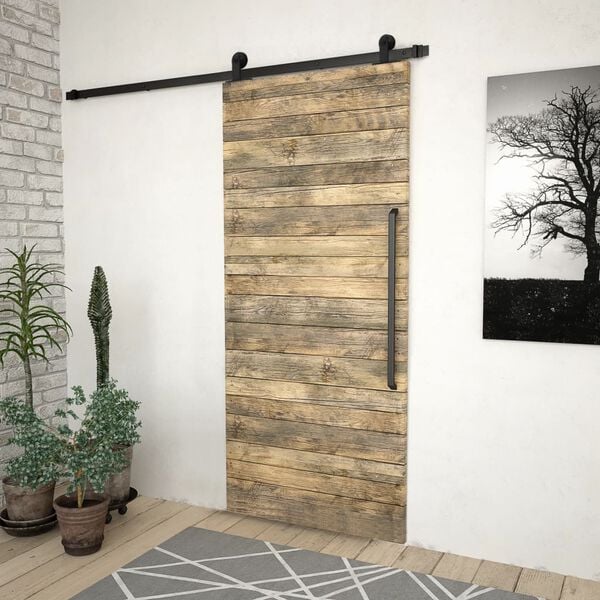 vidaXL Sliding Door SKIEN Hardware Kit 200 cm Steel Black