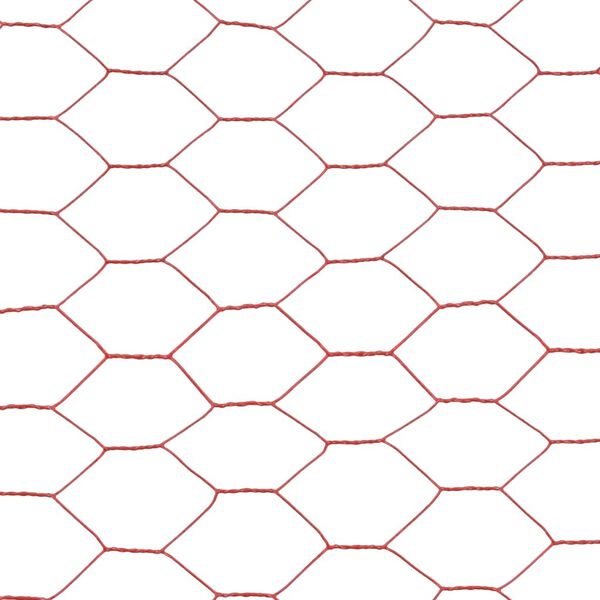 vidaXL Chicken Wire Fence Steel with PVC Coating 25x0.5 m Red