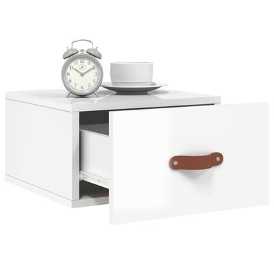 vidaXL Wall-mounted Bedside Cabinets 2 pcs High Gloss White 35x35x20 cm