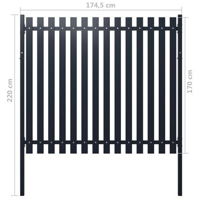 vidaXL Fence Panel Anthracite 174.5x170 cm Powder-coated Steel
