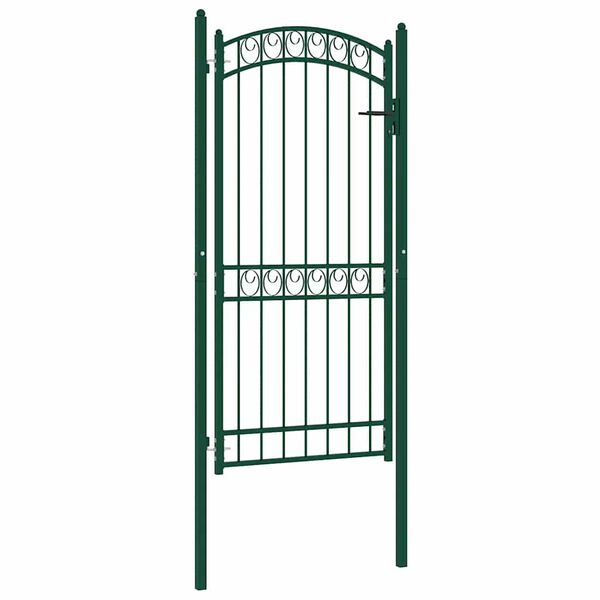 vidaXL Fence Gate with Arched Top Steel 102x136 cm Green