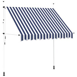 vidaXL Manual Retractable Awning 250 cm Blue and White Stripes