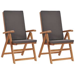 vidaXL Reclining Garden Chairs with Cushions 2 pcs Solid Teak Wood Cream