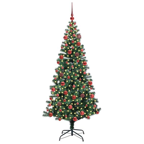 vidaXL Artificial Pre-lit Christmas Tree Green 180 cm PVC and Metal