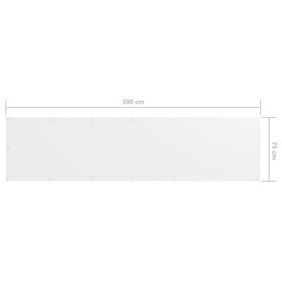 vidaXL Balcony Screen White 75x300 cm Oxford Fabric